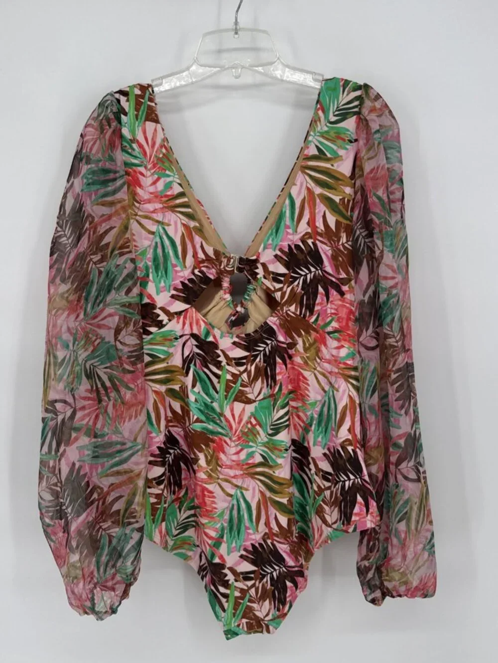 Kim Gravel x Swimsuits For All Size 18 W Chiffon Sleeve One-Piece Daquiri Palm